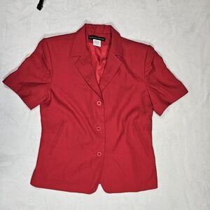Vintage Morton Bernard Womens Size 10 Red Short Sleeve Blazer